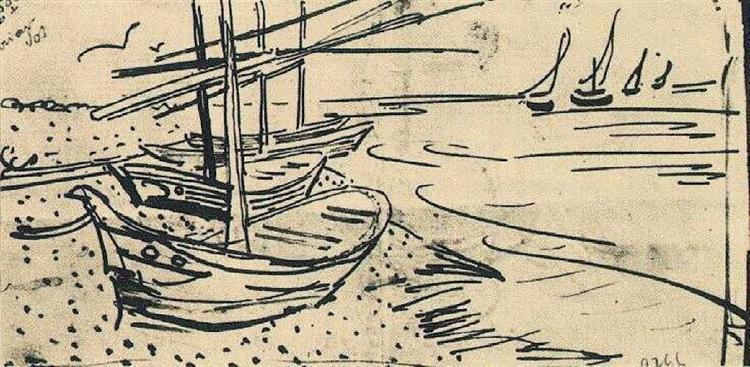 Fishing Boats on the Beach, 1888 - 梵谷