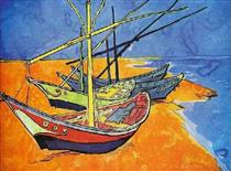 Fishing Boats on the Beach at Saintes-Maries-de-la-Mer - Vincent van Gogh