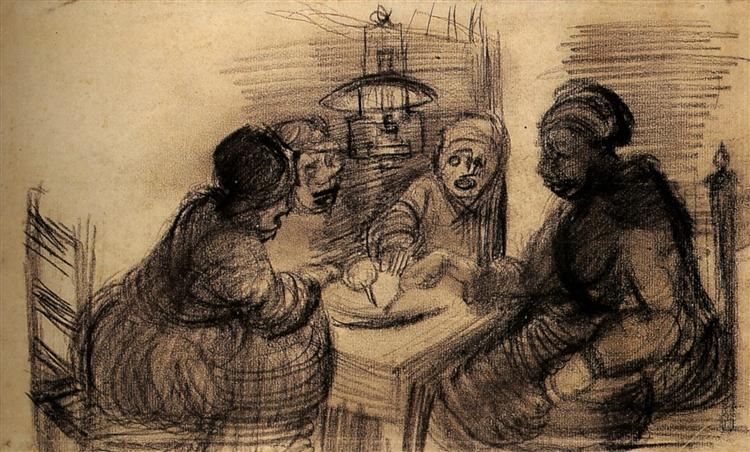 Four People Sharing a Meal, 1885 - 梵谷