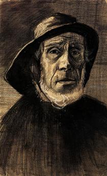 Head of a Fisherman with a Fringe of Beard and a Sou'wester - Vincent van Gogh