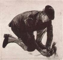 Kneeling Man, Planting - Vincent van Gogh