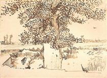 Landscape with a Tree in the Foreground - Вінсент Ван Гог