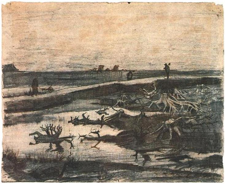 Landscape with Bog-Oak Trunks, 1883 - 梵谷