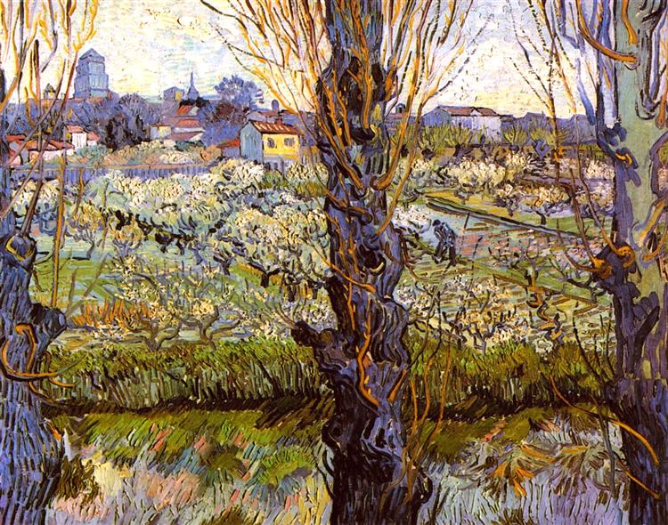 Orchard in Bloom with Poplars, 1889 - Вінсент Ван Гог