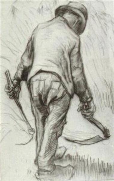 Peasant with Sickle, Seen from the Back, 1885 - 梵谷