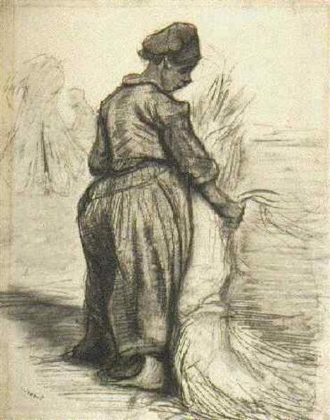 Peasant Woman, Binding a Sheaf of Grain, 1885 - 梵谷