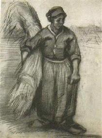 Peasant Woman, Carrying a Sheaf of Grain - Vincent van Gogh