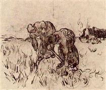 Peasant Woman Digging - Винсент Ван Гог