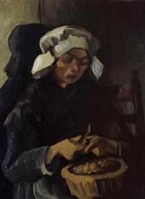 Peasant Woman Peeling Potatoes - 梵谷