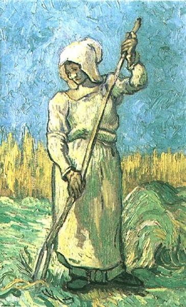 Peasant Woman with a Rake after Millet, 1889 - 梵谷