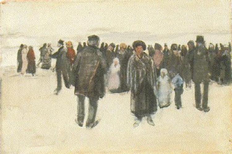 People Strolling on the Beach, 1882 - Винсент Ван Гог