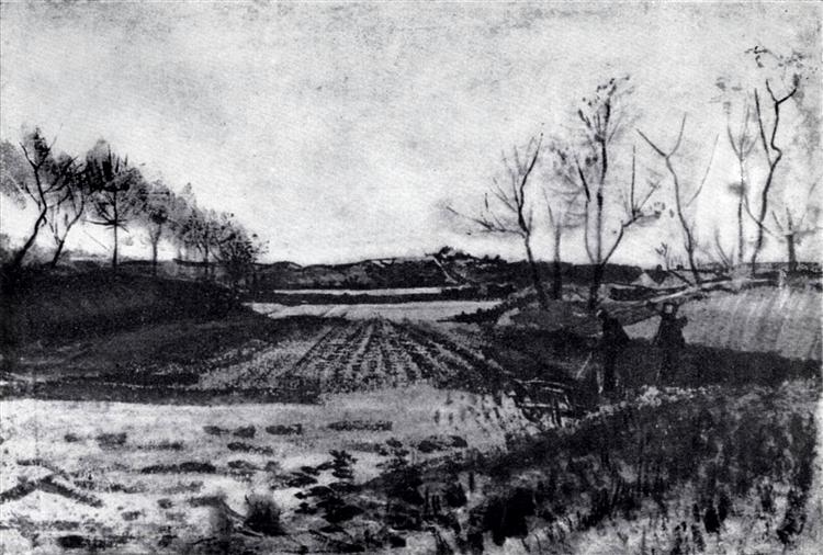 Potato field behind the dunes, 1883 - Винсент Ван Гог