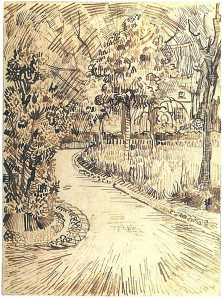 Public Garden with a Corner of the Yellow House, 1888 - 梵谷