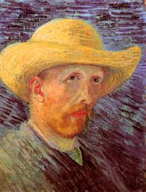 Self-Portrait with Straw Hat - Винсент Ван Гог