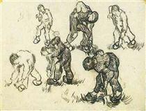 Sheet with Sketches of Diggers and Other Figures - Vincent van Gogh