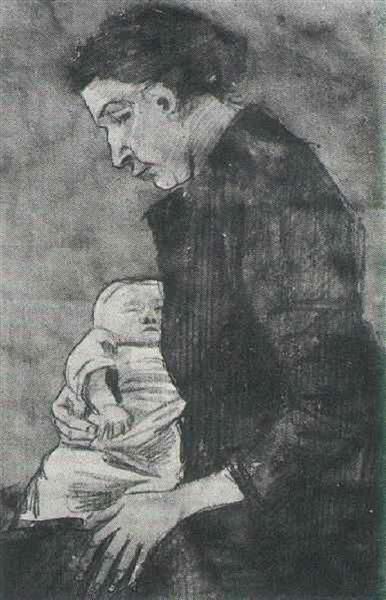 Sien Nursing Baby, Half-Figure, 1882 - 梵谷