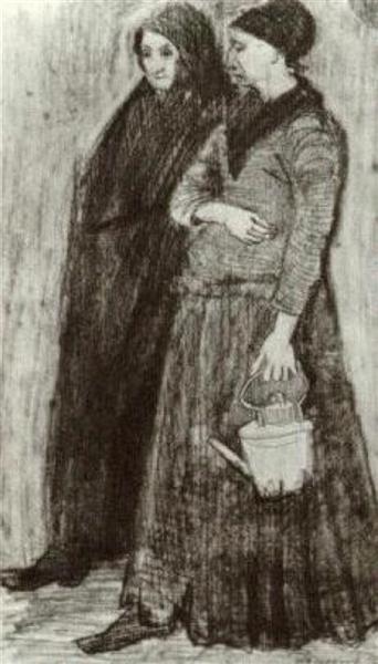 Sien Pregnant, Walking with Older Woman, 1882 - Вінсент Ван Гог