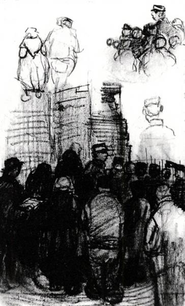 Sketches for the Drawing of an Auction, 1885 - 梵谷