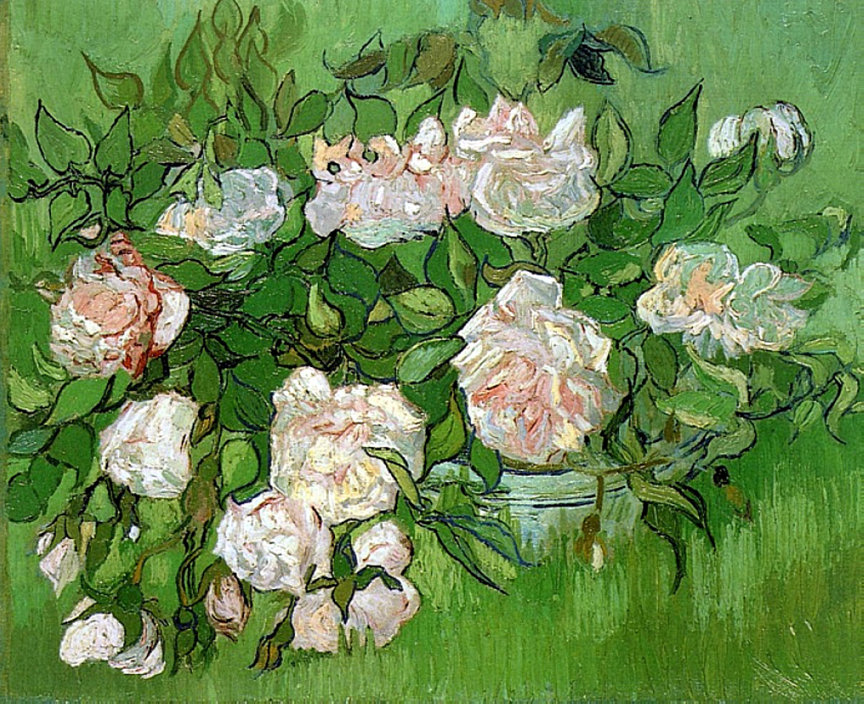 Still Life - Pink Roses, 1890 - Vincent van Gogh - WikiArt.org