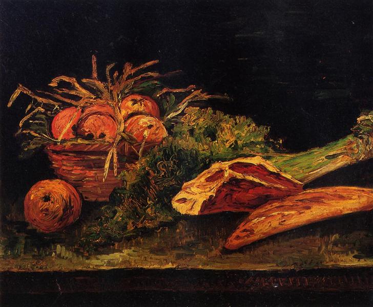 Still Life with Apples, Meat and a Roll, 1886 - 梵谷