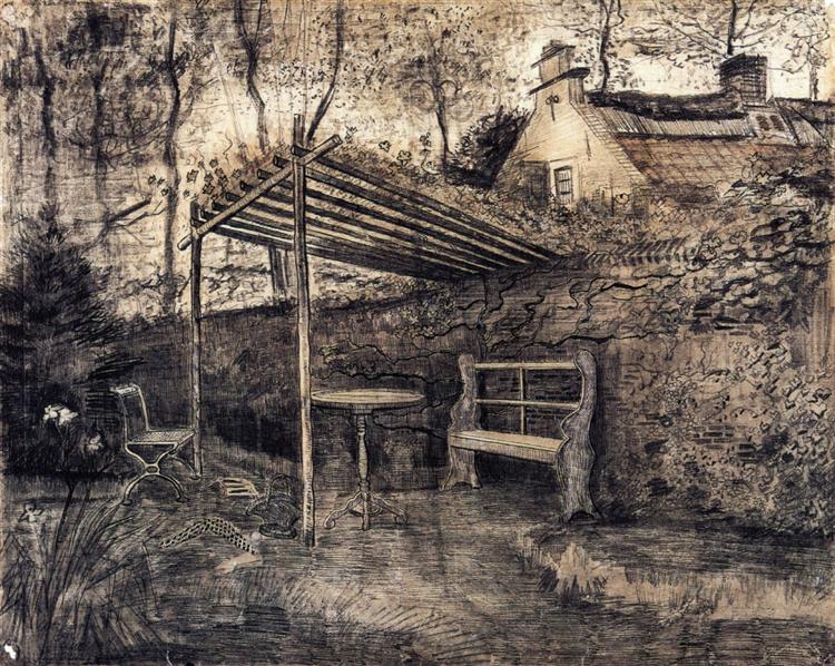 The Garden of the Parsonage with Arbor, 1881 - Vincent van Gogh