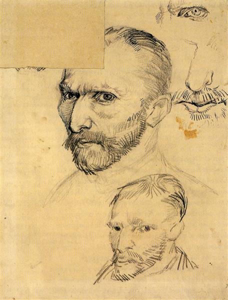 Two Self-Portraits and Several Details, 1886 - Винсент Ван Гог
