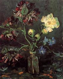 Vase with Myosotis and Peonies - Vincent van Gogh