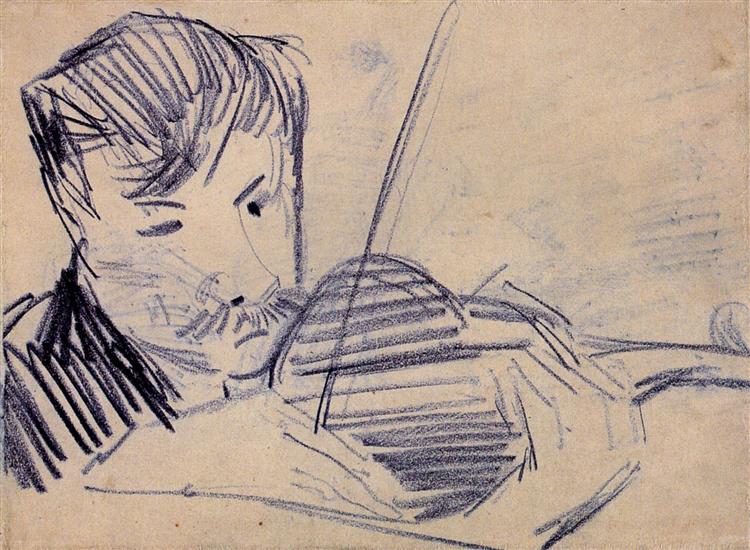 Violinist Seen from the Front, 1887 - 梵谷