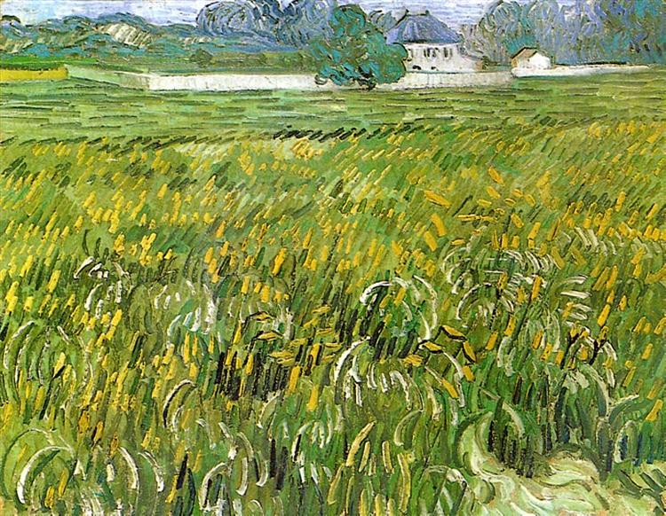 Wheat Field at Auvers with White House, 1890 - 梵谷