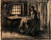 Woman Sewing - Винсент Ван Гог