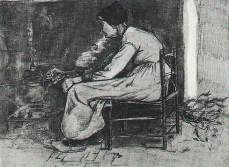 Woman Sitting at the Fireside, 1881 - 梵谷