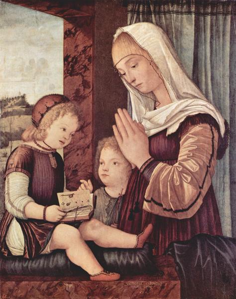 Virgin Mary and John the Baptist, praying to the child Christ, c.1500 - Вітторе Карпаччо