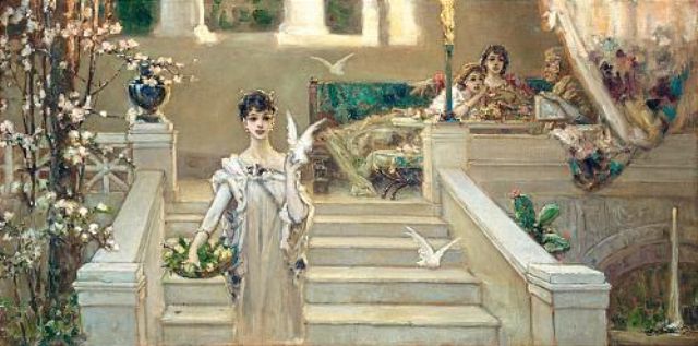 Roman Beauty with Doves - Wilhelm Kotarbinski