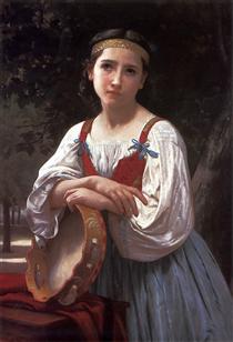 Gypsy Girl with a Basque Drum - William Adolphe Bouguereau