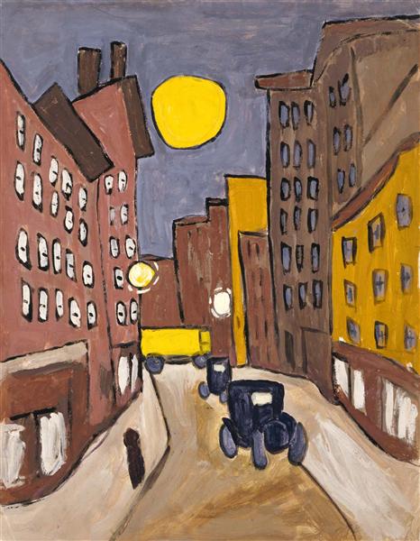 Harlem Street Scene with Full Moon, 1940 - William H. Johnson