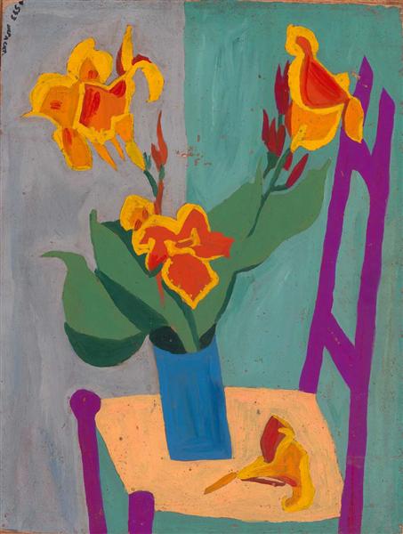 Still Life - Chair and Flowers, 1945 - Уильям Джонсон