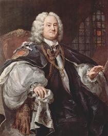 Portrait of Bischofs Benjamin Hoadly - Уильям Хогарт