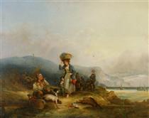 Fisherfolk and Their Catch by the Sea - William Shayer