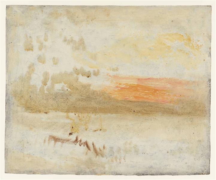 Sunset Seen from a Beach with Breakwater, 1845 - 透納