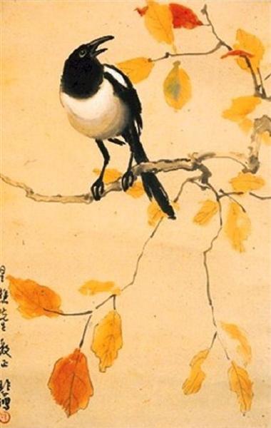 A Magpie on a Maple Branch., 1940 - 徐悲鴻