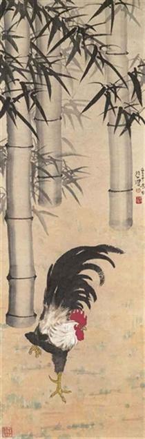 Bamboo and Rooster - 徐悲鴻