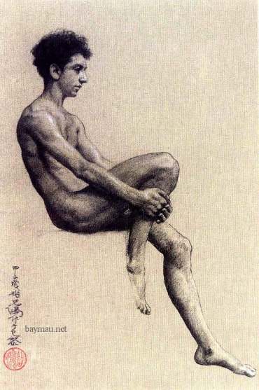 Seated male figure, 1924 - Сюй Бэйхун