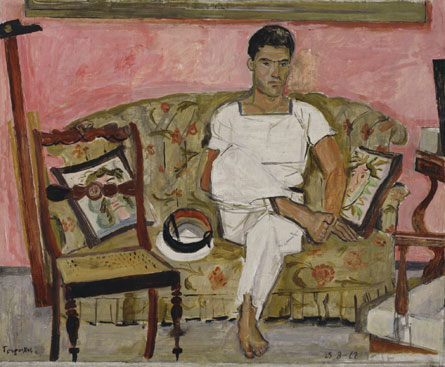Sailor without shoes sitting on couch, 1962 - Yiannis Tsaroychis