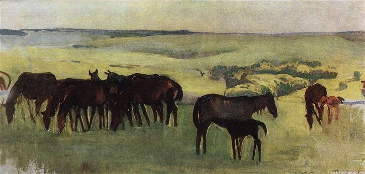 A herd of horses, 1909 - Sinaida Jewgenjewna Serebrjakowa