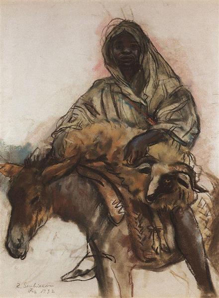 Arab on a donkey, 1932 - Zinaida Evgenievna Serebriakova