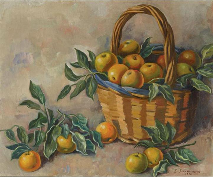 Корзина с яблоками, 1934 - Зинаида Серебрякова