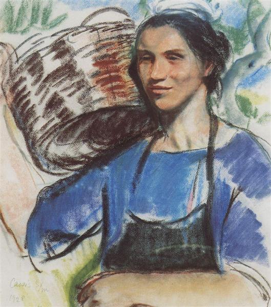 Cassis. A peasant woman with basket, 1928 - Zinaida Evgenievna Serebriakova