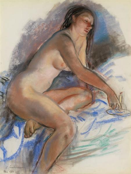 Nude with a candle. France, 1934 - Zinaïda Serebriakova