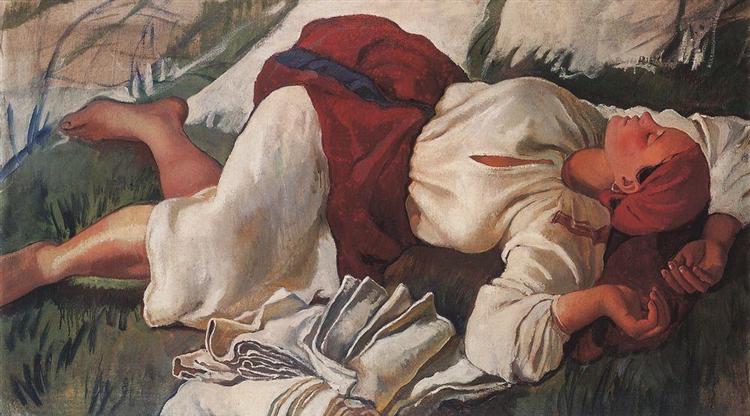 Сплячий селянин, 1917 - Зінаїда Серебрякова